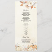 Rustikale Herbstpumpen und Blume Menükarte (Rückseite)