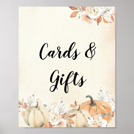 Rustikale Herbstpumpen und Blume Poster (Vorne)