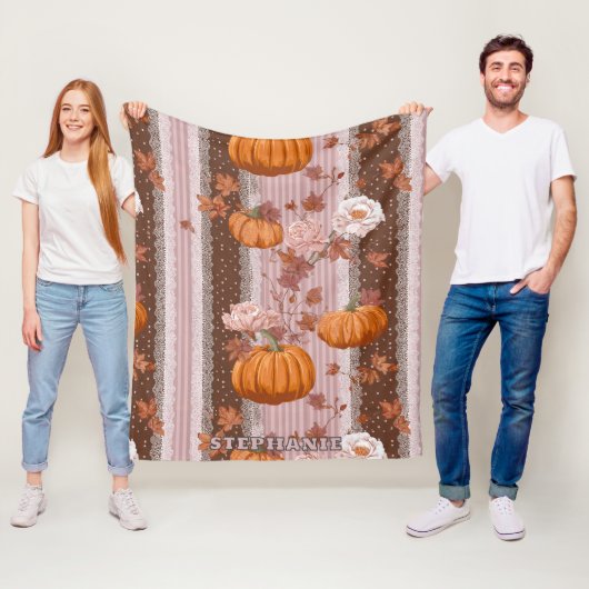 Rustikale Herbstpumpen und Blumenstrauß nahtlos Fleecedecke (Beispiel)