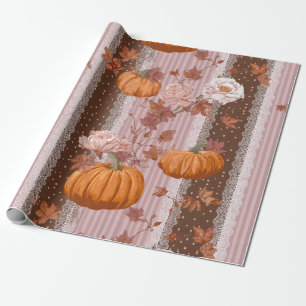 Rustikale Herbstpumpen und Blumenstrauß nahtlos Geschenkpapier