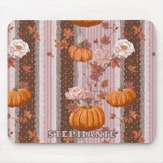 Rustikale Herbstpumpen und Blumenstrauß nahtlos Mousepad (Vorne)