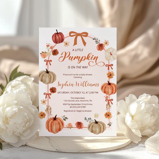Rustikale Herbstpumpen und Bows Kinderdusche Einladung