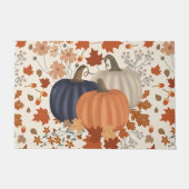 Rustikale Herbstpumpen Wildblumen Blätter Fußmatte (Vorderseite)