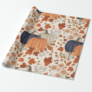 Rustikale Herbstpumpen Wildblumen Blätter Geschenkpapier