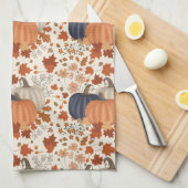Rustikale Herbstpumpen Wildblumen Blätter Geschirrtuch (Viertel Falte)