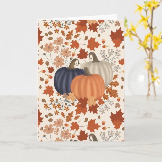 Rustikale Herbstpumpen Wildblumen Blätter Karte (Gelbe Blume)