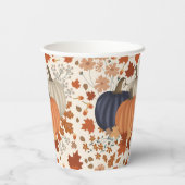 Rustikale Herbstpumpen Wildblumen Blätter Pappbecher (Rückseite)