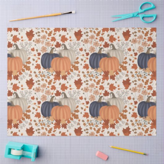 Rustikale Herbstpumpen Wildblumen Blätter Seidenpapier (Basteln)