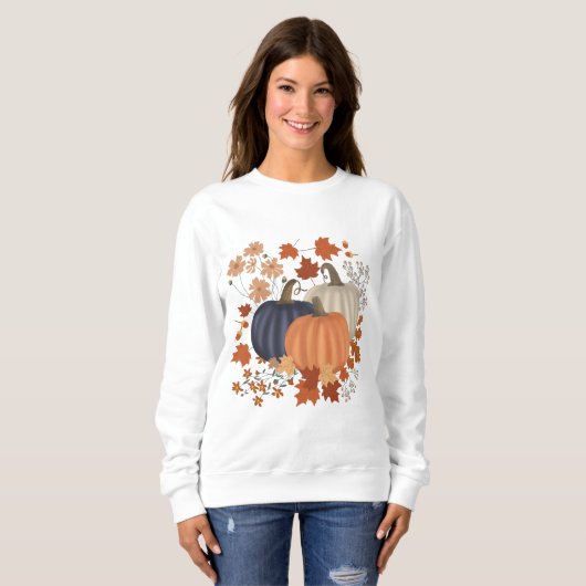Rustikale Herbstpumpen Wildblumen Blätter Sweatshirt (Vorne ganz)