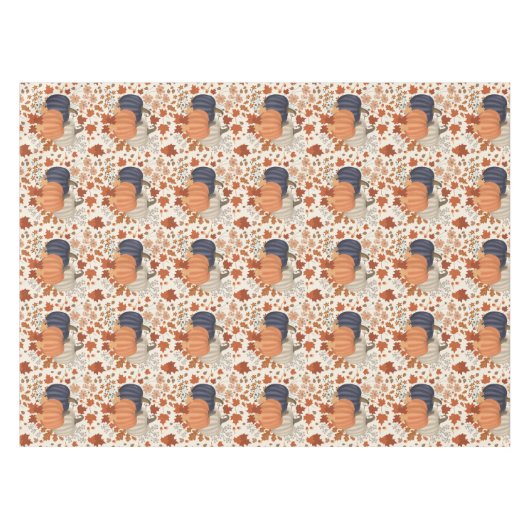 Rustikale Herbstpumpen Wildblumen Blätter Tischdecke (Vorderseite (Horizontal))