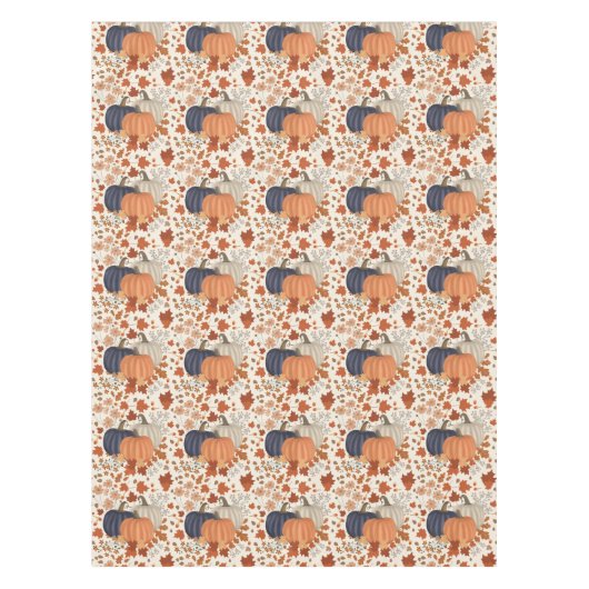 Rustikale Herbstpumpen Wildblumen Blätter Tischdecke (Vorderseite)