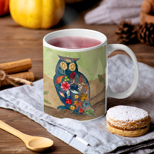 Rustikale Herbstschale mit Blume, inspirierend Kaffeetasse