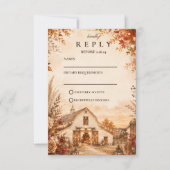 Rustikale Herbstscheunen-Hochzeit RSVP Karte (Vorderseite)