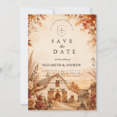 Rustikale Herbstscheunen-Hochzeit Save The Date (Vorderseite)