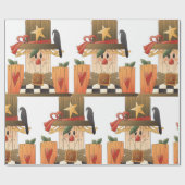 Rustikale Herbstschnecke mit Pumpkins und Crow Geschenkpapier (Flach)