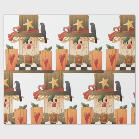 Rustikale Herbstschnecke mit Pumpkins und Crow Geschenkpapier (Flach)