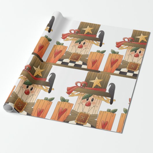 Rustikale Herbstschnecke mit Pumpkins und Crow Geschenkpapier (Ungerollt)