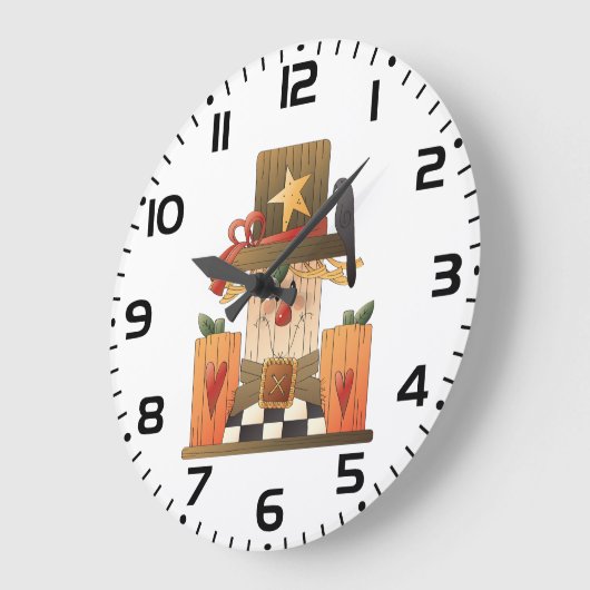 Rustikale Herbstschnecke mit Pumpkins und Crow Große Wanduhr (Winkel)