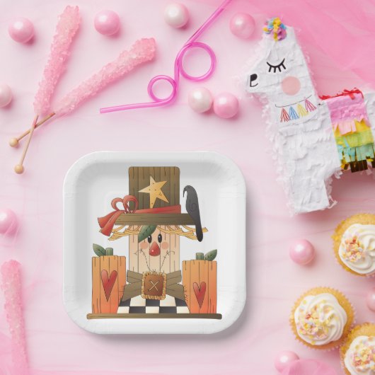 Rustikale Herbstschnecke mit Pumpkins und Crow Pappteller (Party)