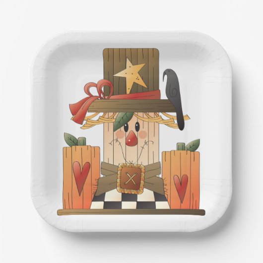 Rustikale Herbstschnecke mit Pumpkins und Crow Pappteller (Vorderseite)