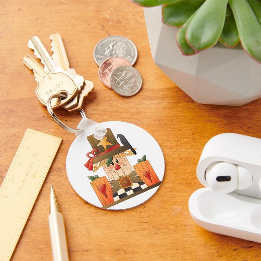 Rustikale Herbstschnecke mit Pumpkins und Crow Schlüsselanhänger