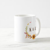 Rustikale Herbstsonnenblume Duo Monogramm Kaffeetasse (VorderseiteRechts)