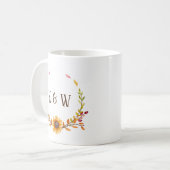 Rustikale Herbstsonnenblume Duo Monogramm Kaffeetasse (Vorderseite Links)