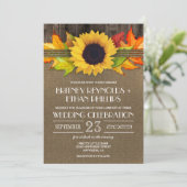 Rustikale Herbstsonnenblume + Einladung zur Hochze (Stehend Vorderseite)