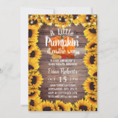 Rustikale Herbstsonnenblume Kleine Pumpkin Babydus Einladung (Vorderseite)