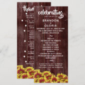 Rustikale Herbstsonnenblumen auf Zaun Hochzeit Programm (Vorne/Hinten)