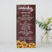 Rustikale Herbstsonnenblumen auf Zaun Hochzeit Programm (Stehend Vorderseite)