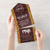 Rustikale Herbstsonnenblumen auf Zaunhochzeit All In One Einladung (Abreißen)