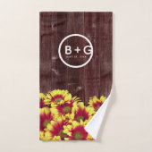 Rustikale Herbstsonnenblumen auf Zaunhochzeit Badhandtuch Set (Handtuch)