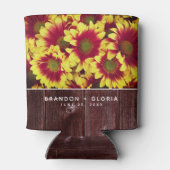 Rustikale Herbstsonnenblumen auf Zaunhochzeit Dosenkühler (Rückseite)