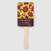 Rustikale Herbstsonnenblumen auf Zaunhochzeit Fächer (Vorderseite)