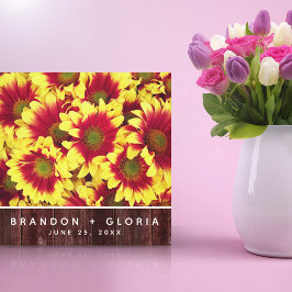 Rustikale Herbstsonnenblumen auf Zaunhochzeit Leinwanddruck