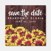 Rustikale Herbstsonnenblumen auf Zaunhochzeit Magnet (Vorne)