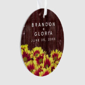 Rustikale Herbstsonnenblumen auf Zaunhochzeit Ornament (Vorderseite)