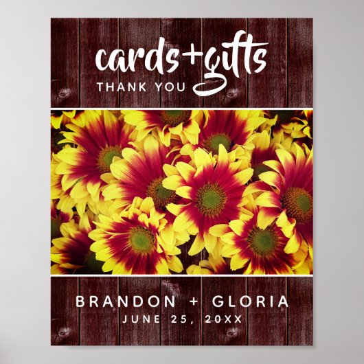 Rustikale Herbstsonnenblumen auf Zaunhochzeit Poster (Vorne)