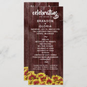 Rustikale Herbstsonnenblumen auf Zaunhochzeit Programm (Vorne/Hinten)