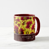 Rustikale Herbstsonnenblumen auf Zaunhochzeit Tasse (VorderseiteRechts)