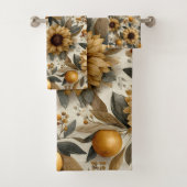 Rustikale Herbstsonnenblumen und Zitrusfrüchte Badhandtuch Set (Insitu)