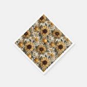 Rustikale Herbstsonnenblumen und Zitrusfrüchte Serviette (Ecke)