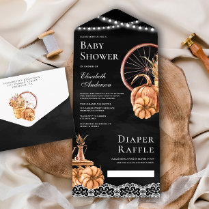 Rustikale Herbstsonnendusche Boho Pumpkin Black Ba All In One Einladung