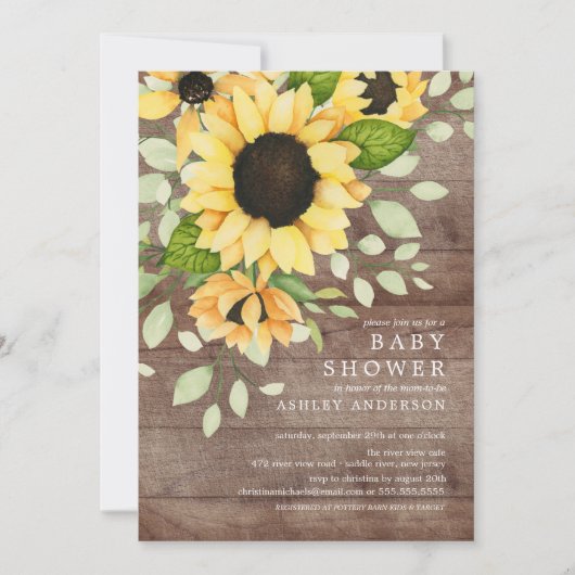 Rustikale Herbstsonnendusche mit Blumenblütendusch Einladung (Vorderseite)