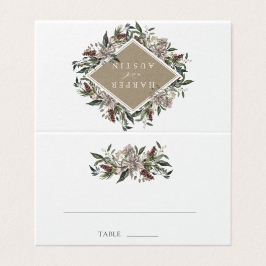 Rustikale Herbstsonntagsfeier Platzkarte (Außenseite Aufgefaltet)