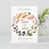 Rustikale Herbsttöne Wasserfarben Blumenmuster Save The Date (Stehend Vorderseite)