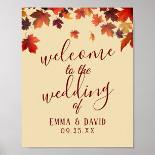Rustikale Herbstüberreste Hochzeit im Herbst Begrü Poster