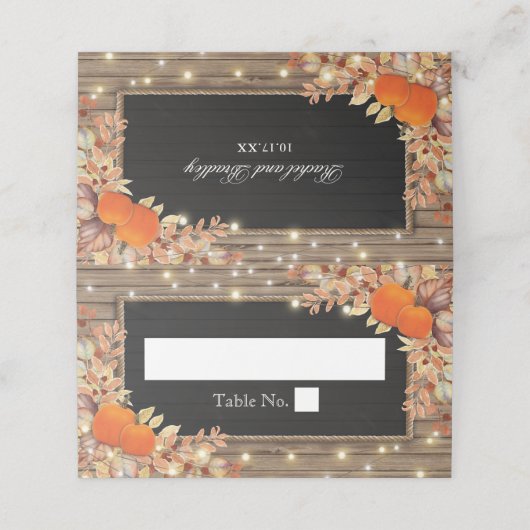 Rustikale Herbstverfallsfeier Platzkarte (Außenseite Aufgefaltet)