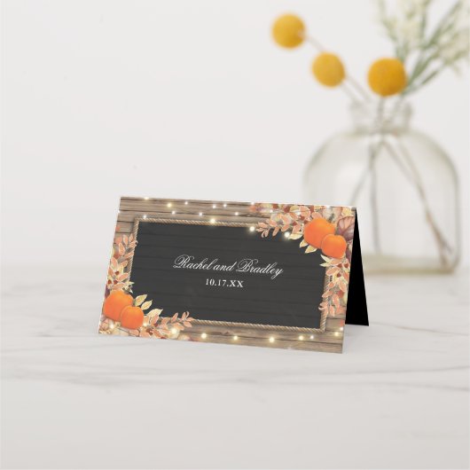 Rustikale Herbstverfallsfeier Platzkarte (Rückseite)